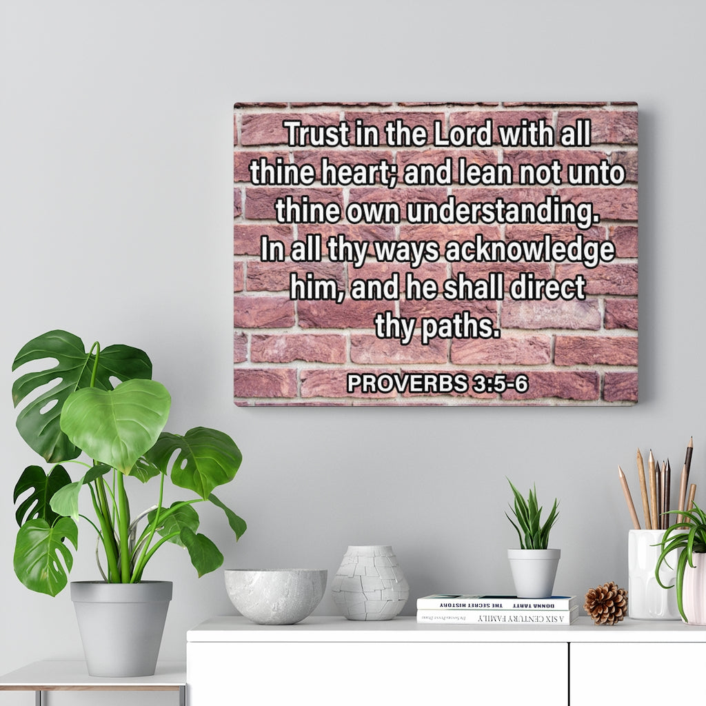 Scripture Walls Trust in Lord Proverbs 3:5-6 Bricks Scripture Bible Verse Canvas Christian Wall Art Ready to Hang Unframed-Express Your Love Gifts