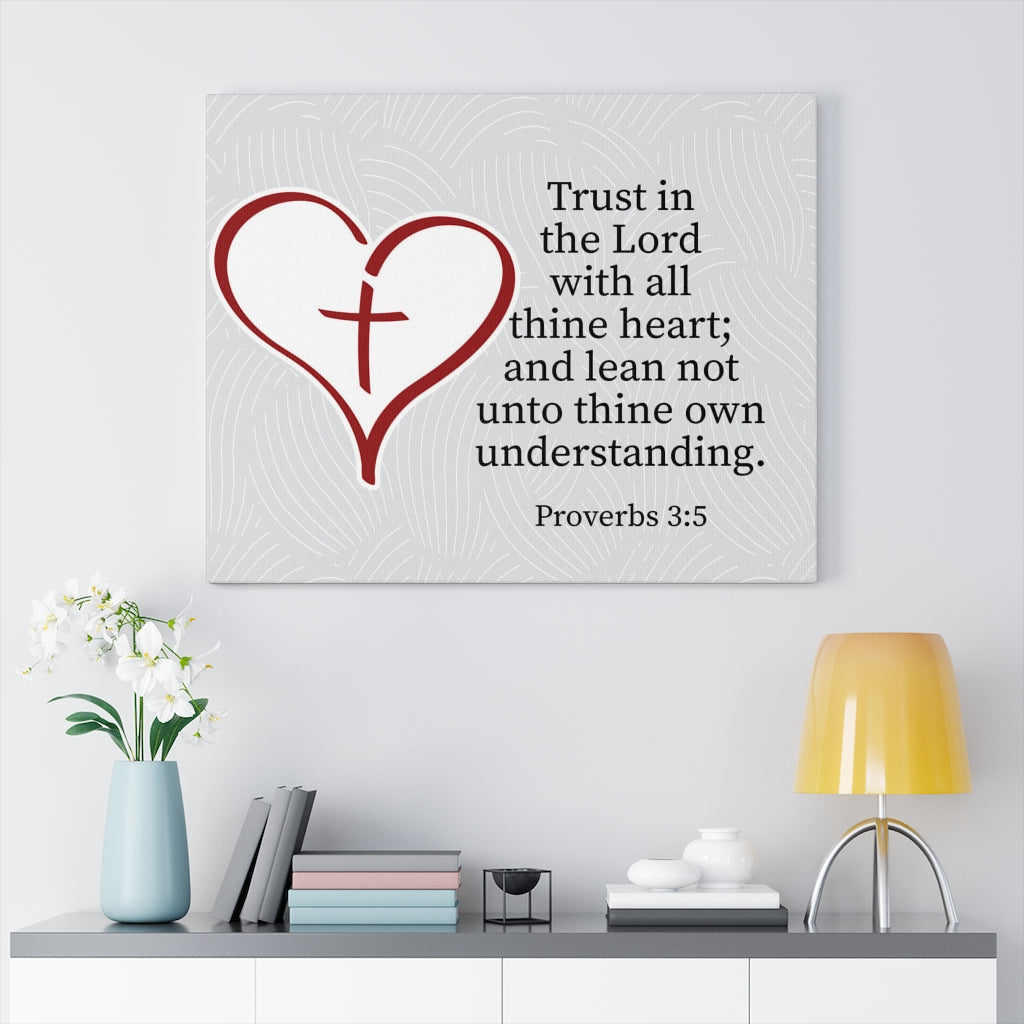 Scripture Walls Trust in the Lord Proverbs 3:5 Heart Cross Wall Art Christian Home Decor Unframed-Express Your Love Gifts