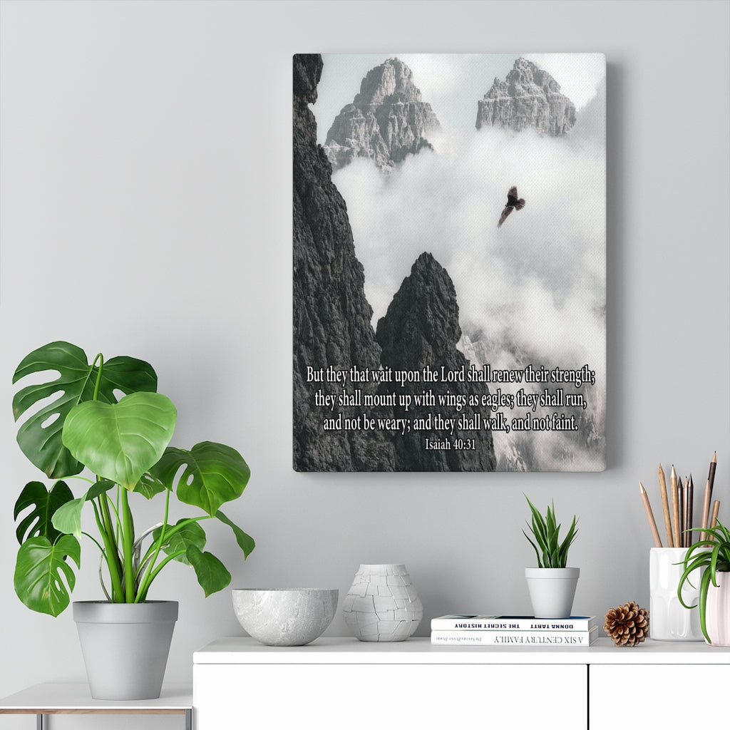 Scripture Walls Wait Upon the Lord Isaiah 40:31 Bible Verse Canvas Christian Wall Art Ready to Hang Unframed-Express Your Love Gifts
