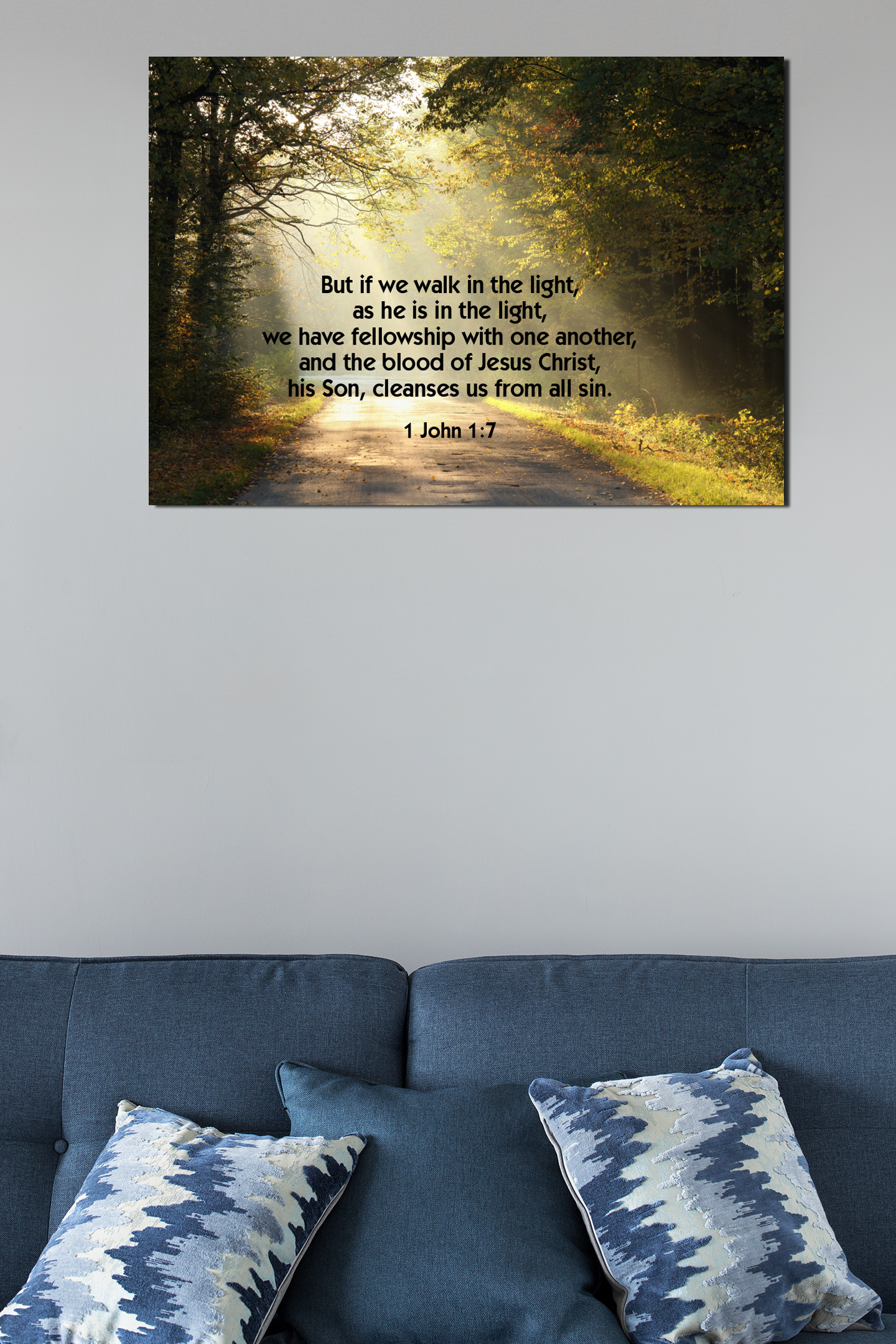 Scripture Walls Walk in The Light 1 John 1:7 Bible Verse Canvas Christian Wall Art Ready to Hang Unframed-Express Your Love Gifts