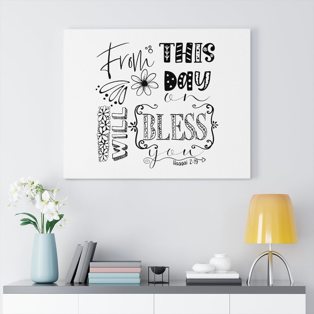 Scripture Walls Will Bless You Haggai 2:19 Bible Verse Canvas Christian Wall Art Ready to Hang Unframed-Express Your Love Gifts