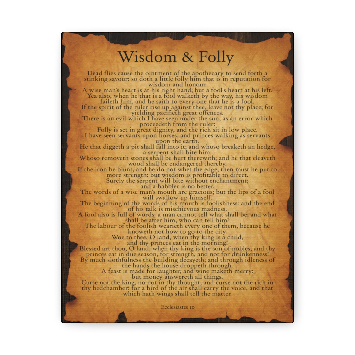 Scripture Walls Ecclesiastes 10 Chapter Gold Brown Bible Verse Canvas Christian Wall Art Ready to Hang Unframed-Express Your Love Gifts