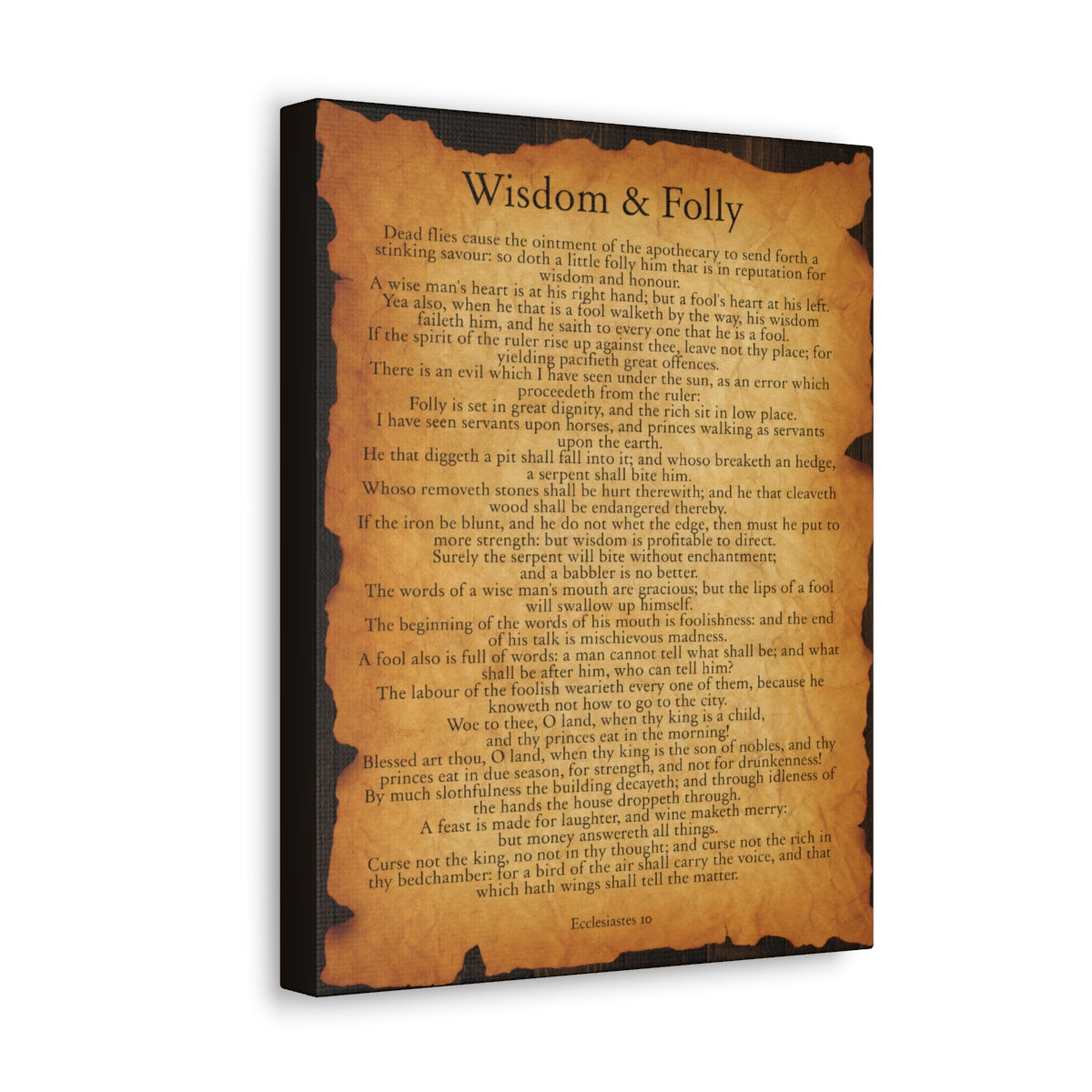 Scripture Walls Ecclesiastes 10 Chapter Gold Brown Bible Verse Canvas Christian Wall Art Ready to Hang Unframed-Express Your Love Gifts