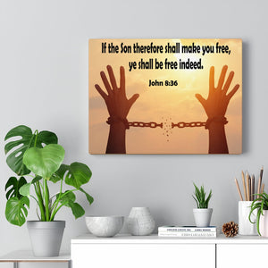 Scripture Walls Ye Shall Be Free Indeed John 8:36 Bible Verse Canvas Christian Wall Art Ready to Hang Unframed-Express Your Love Gifts