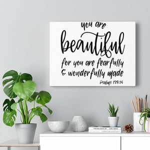 Scripture Walls You Are Beautiful Psalm 139:14 Bible Verse Canvas Christian Wall Art Ready to Hang Unframed-Express Your Love Gifts