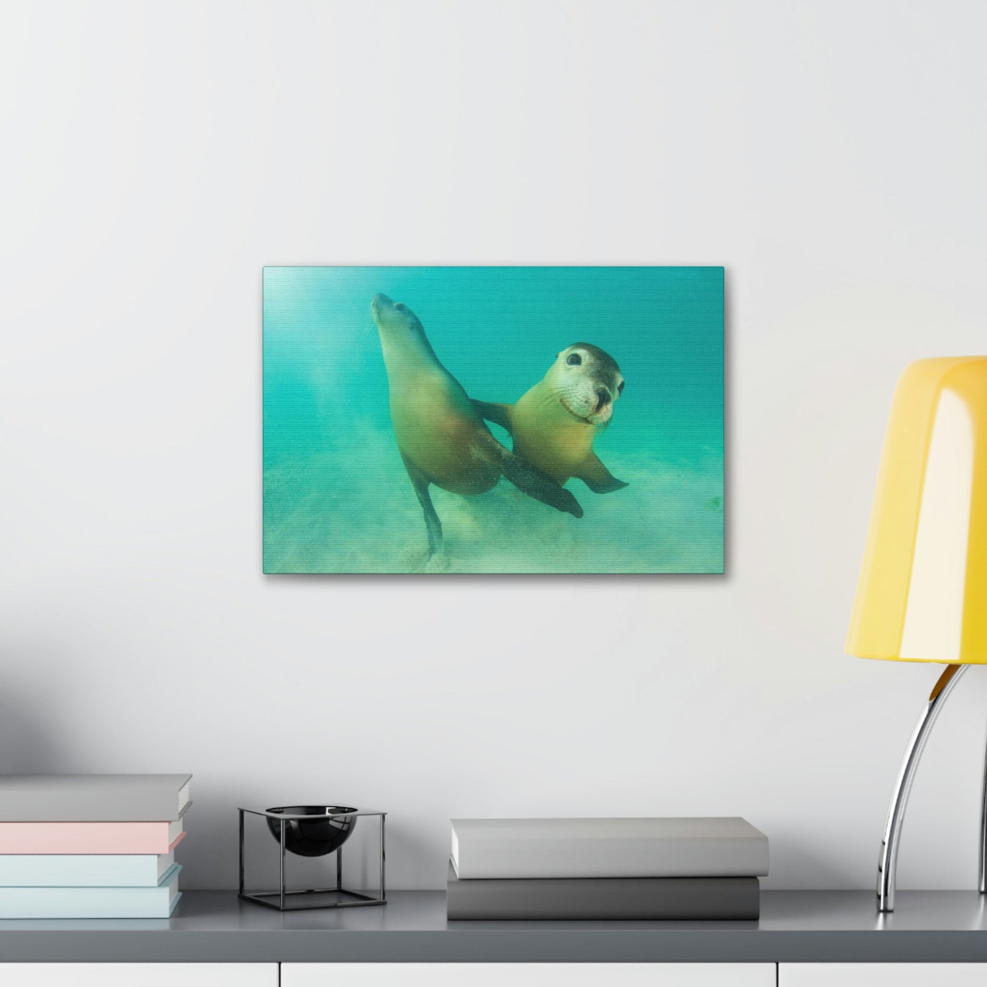 Scripture Walls Sea Lion Couple Sea Lion Couple Print Animal Wall Art Wildlife Canvas Prints Wall Art Ready to Hang Unframed-Express Your Love Gifts