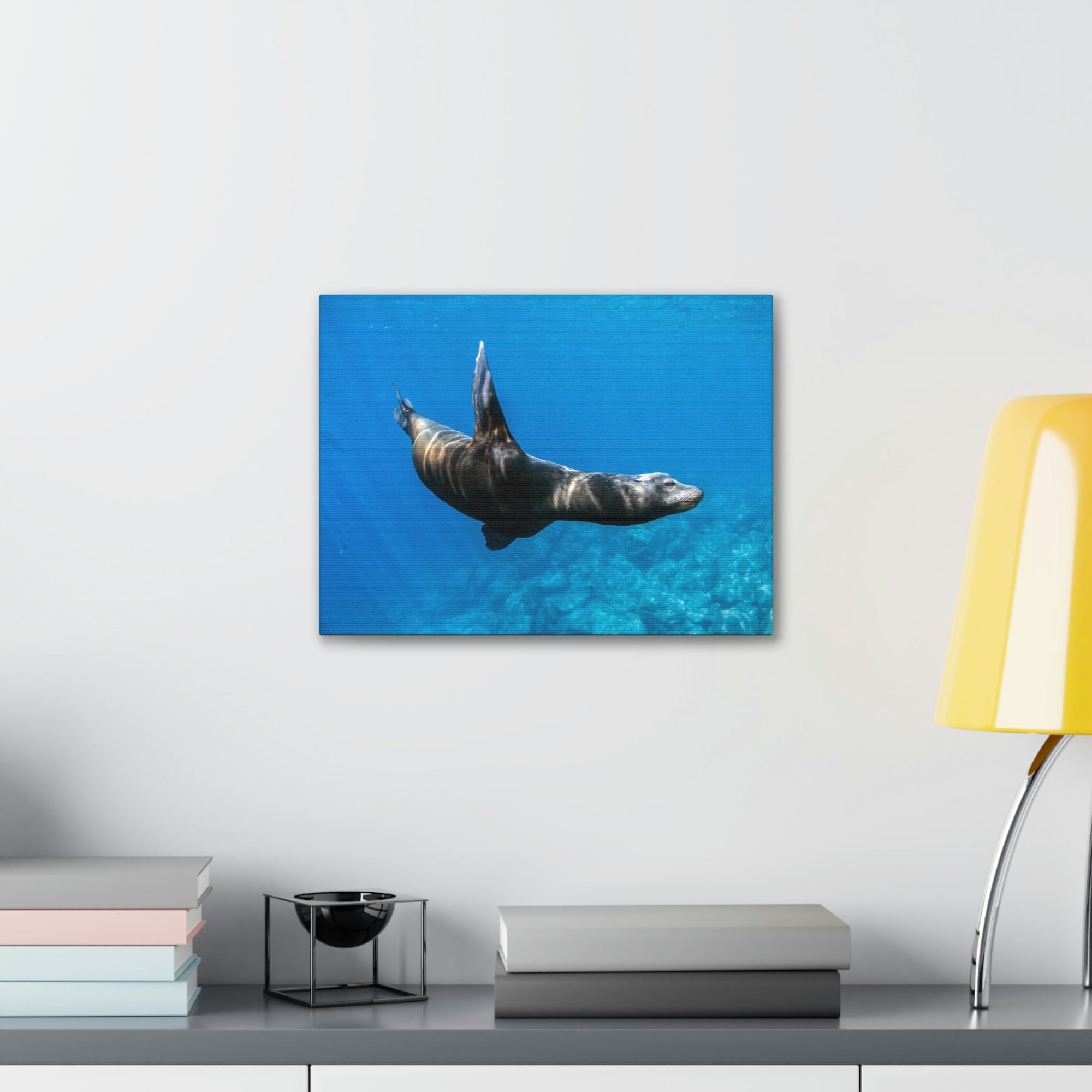 Scripture Walls Sea Lion Hunting Sea Lion on Hunt Print Animal Wall Art Wildlife Canvas Prints Wall Art Ready to Hang Unframed-Express Your Love Gifts