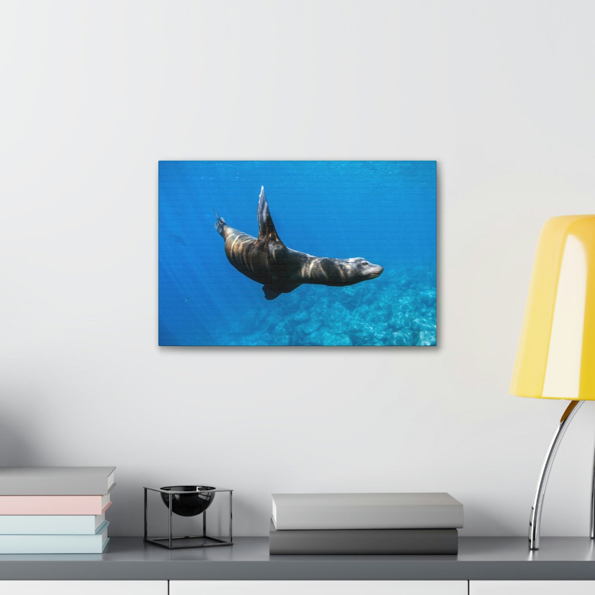 Scripture Walls Sea Lion Hunting Sea Lion on Hunt Print Animal Wall Art Wildlife Canvas Prints Wall Art Ready to Hang Unframed-Express Your Love Gifts