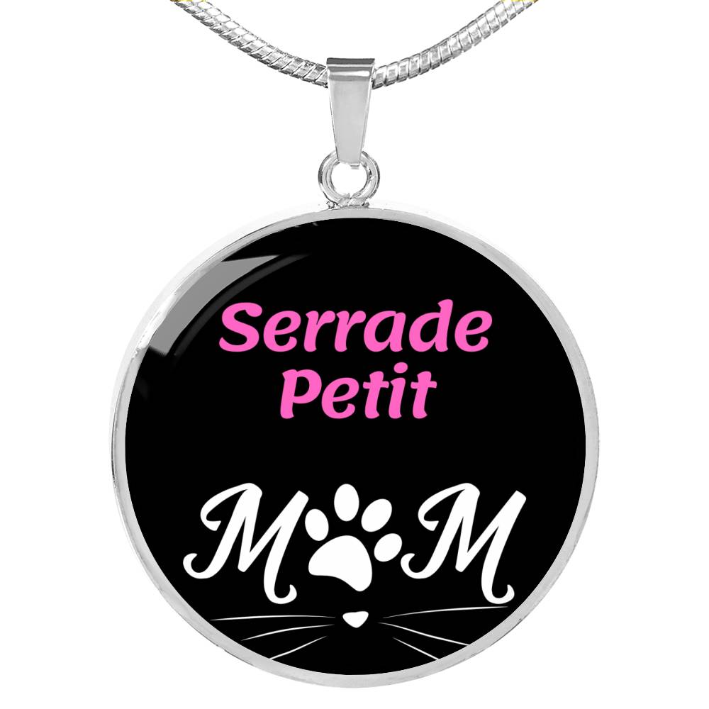 Serrade Petit Cat Mom Necklace Circle Pendant Stainless Steel or 18k Gold 18-22"-Express Your Love Gifts