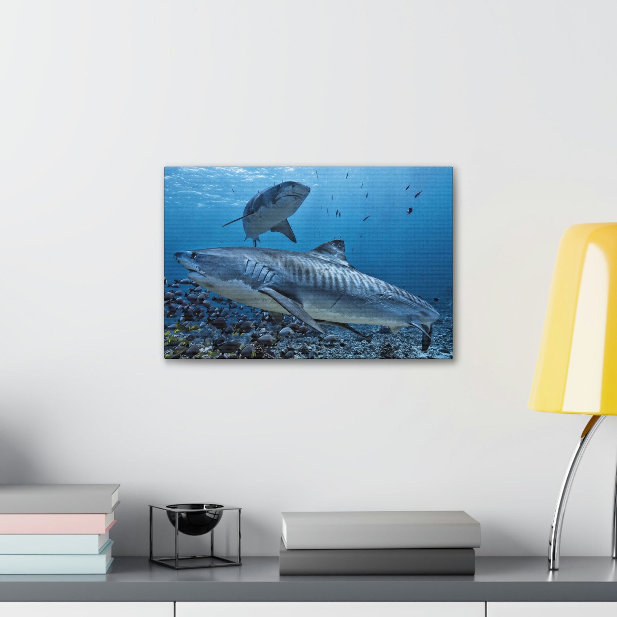 Scripture Walls Shark Couple Shark Couple Print Animal Wall Art Wildlife Canvas Prints Wall Art Ready to Hang Unframed-Express Your Love Gifts