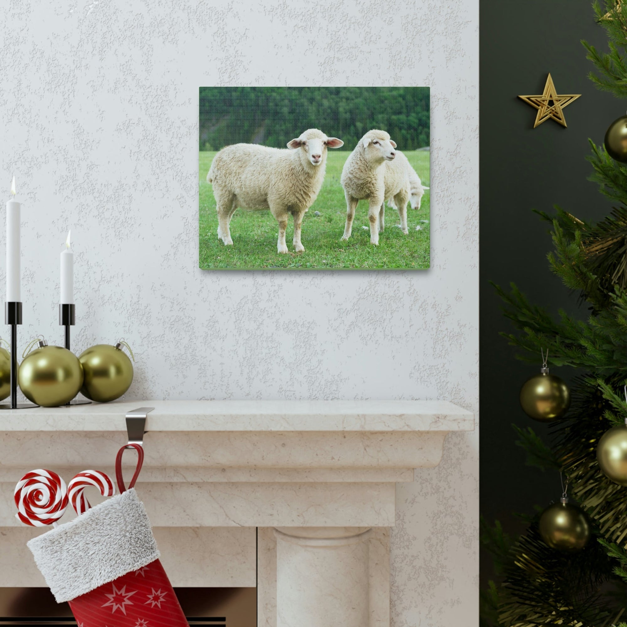 Scripture Walls Sheep Group Sheep Troop Print Animal Wall Art Wildlife Canvas Prints Wall Art Ready to Hang Unframed-Express Your Love Gifts