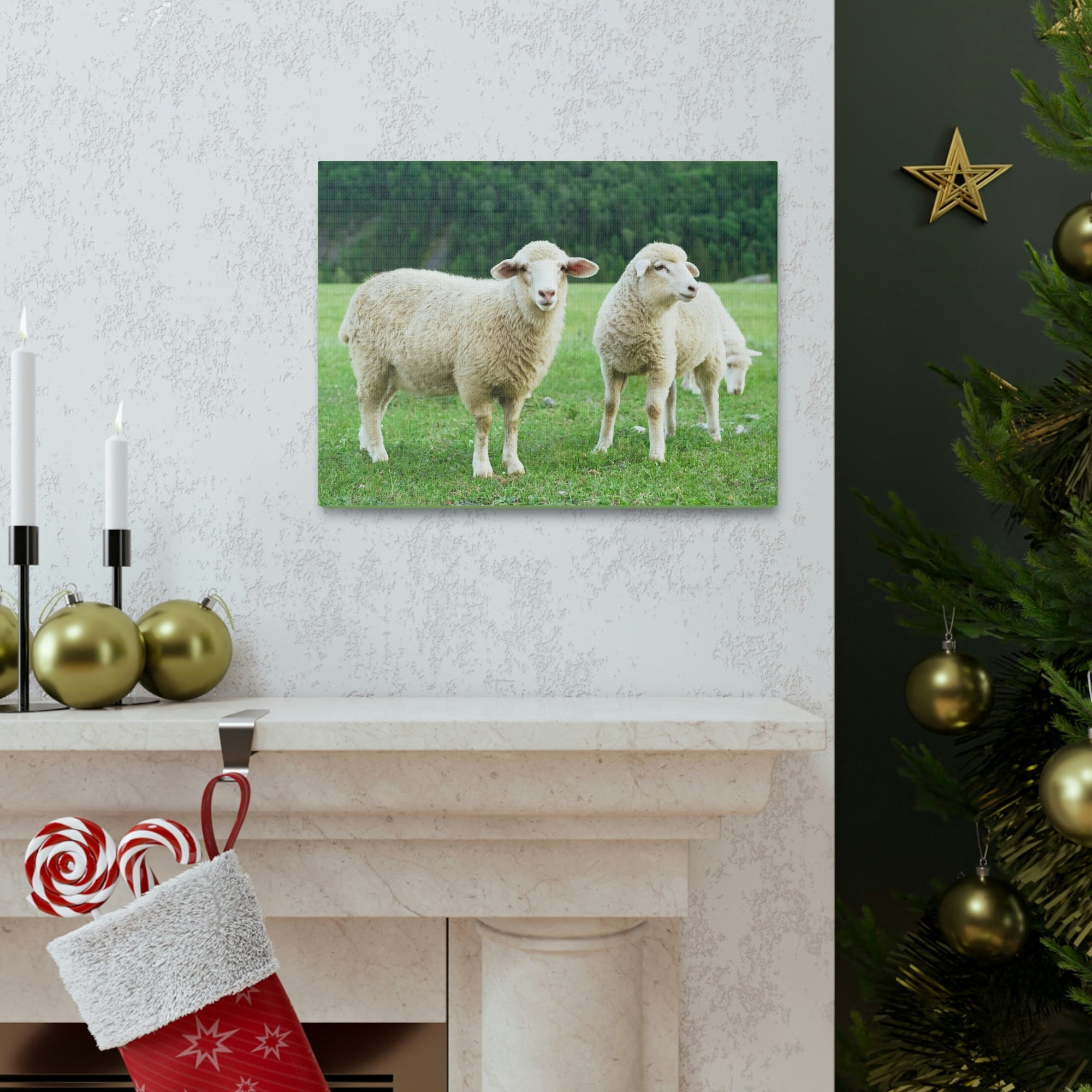 Scripture Walls Sheep Group Sheep Troop Print Animal Wall Art Wildlife Canvas Prints Wall Art Ready to Hang Unframed-Express Your Love Gifts