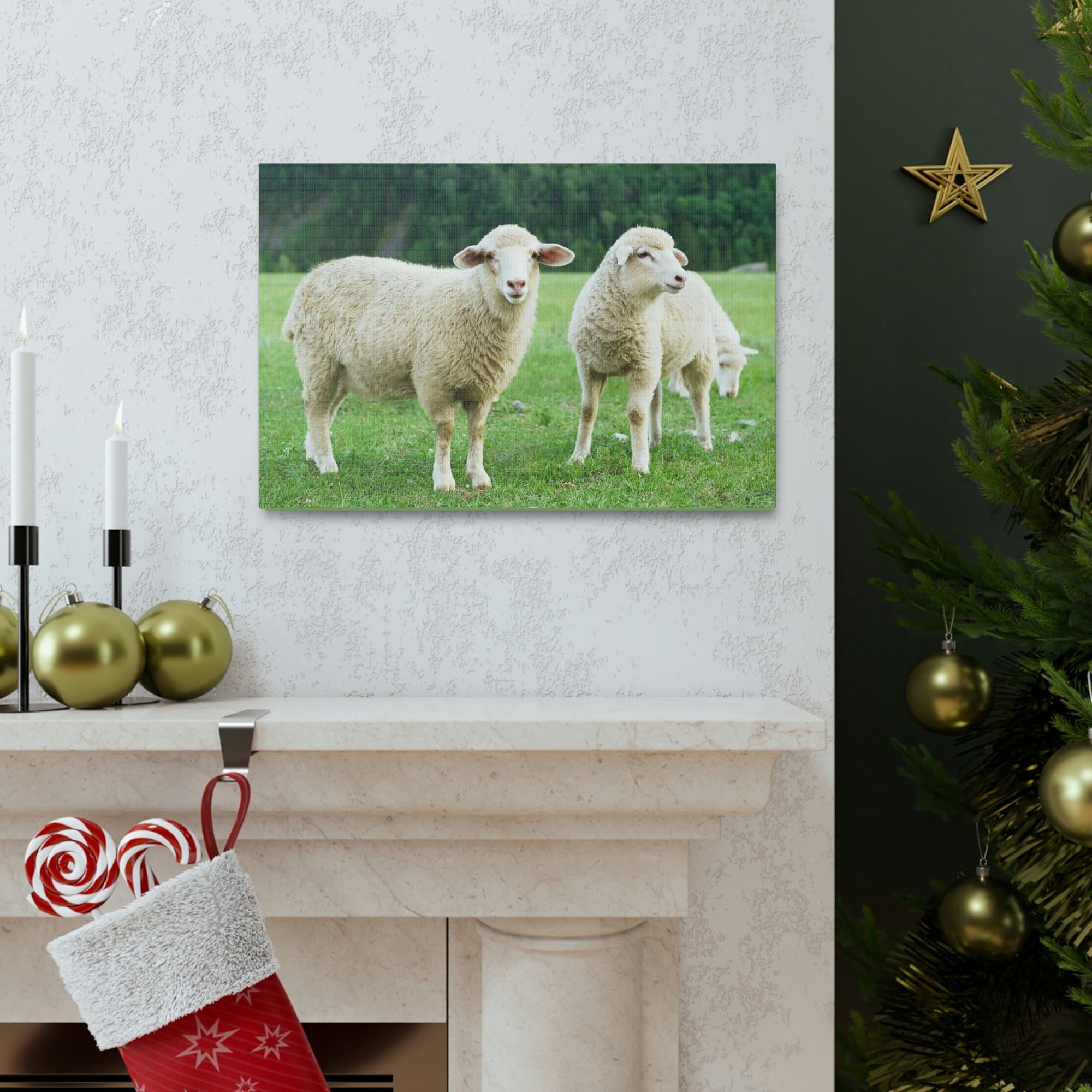 Scripture Walls Sheep Group Sheep Troop Print Animal Wall Art Wildlife Canvas Prints Wall Art Ready to Hang Unframed-Express Your Love Gifts