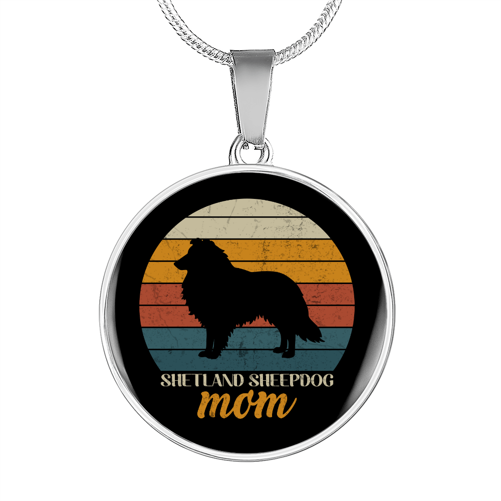 Shetland Sheepdog Mom Circle Necklace Stainless Steel or 18k Gold 18-22"-Express Your Love Gifts