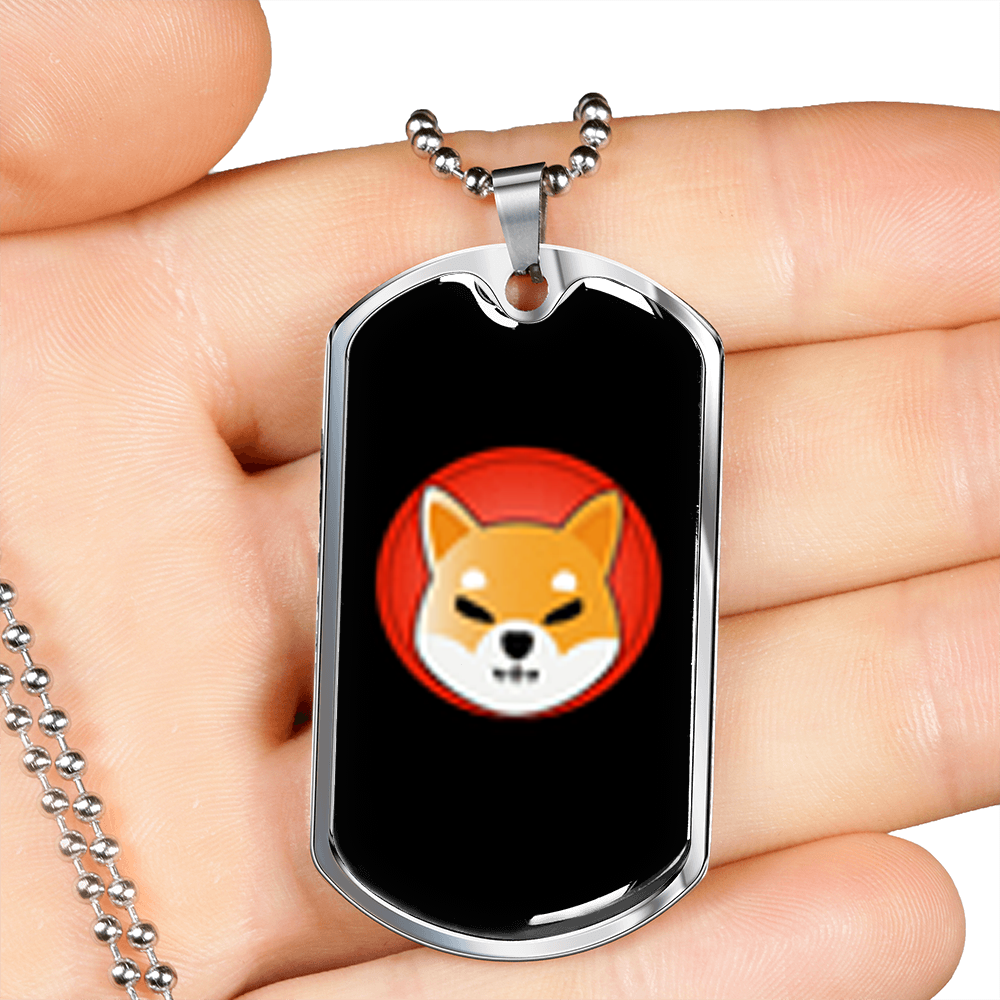 Shiba Inu Crypto Necklace Stainless Steel or 18k Gold Dog Tag 24" Chain-Express Your Love Gifts