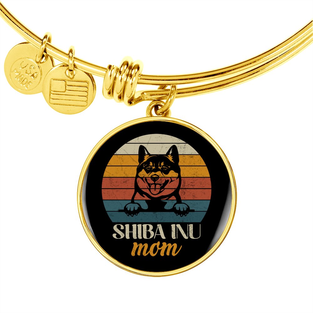 Shiba Inu Mom Bracelet Stainless Steel or 18k Gold Circle Bangle-Express Your Love Gifts