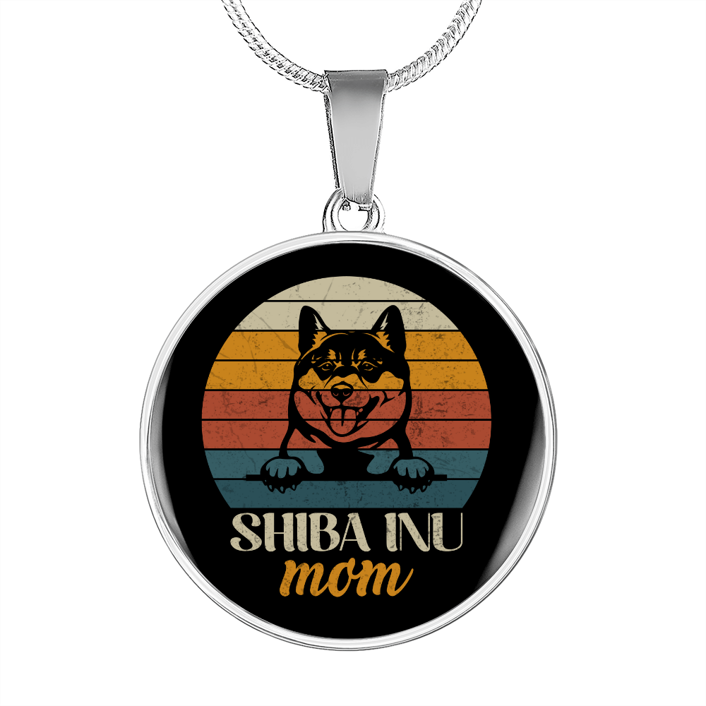 Shiba Inu Mom Circle Necklace Stainless Steel or 18k Gold 18-22"-Express Your Love Gifts