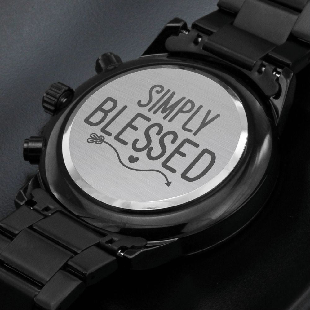 Simply Blessed Engraved Bible Verse Men's Watch Multifunction Stainless Steel W Copper Dial-Express Your Love Gifts