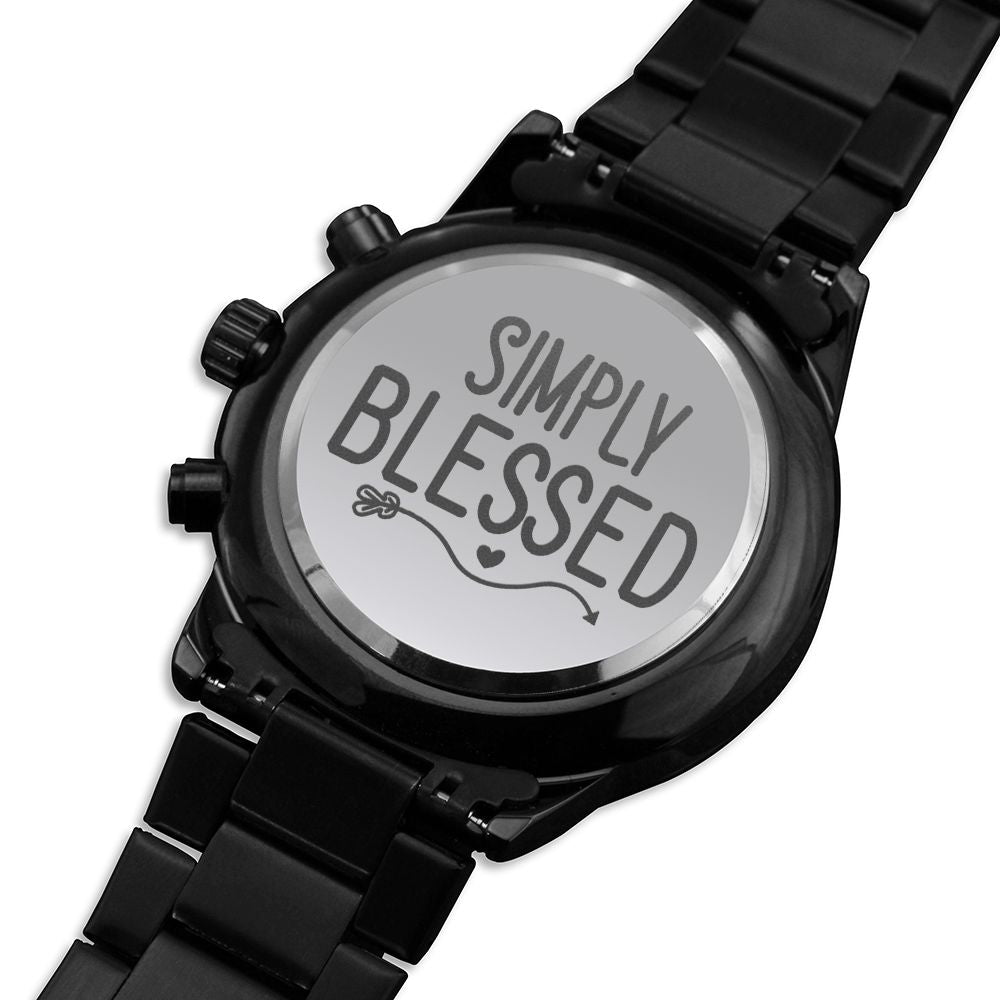 Simply Blessed Engraved Bible Verse Men's Watch Multifunction Stainless Steel W Copper Dial-Express Your Love Gifts