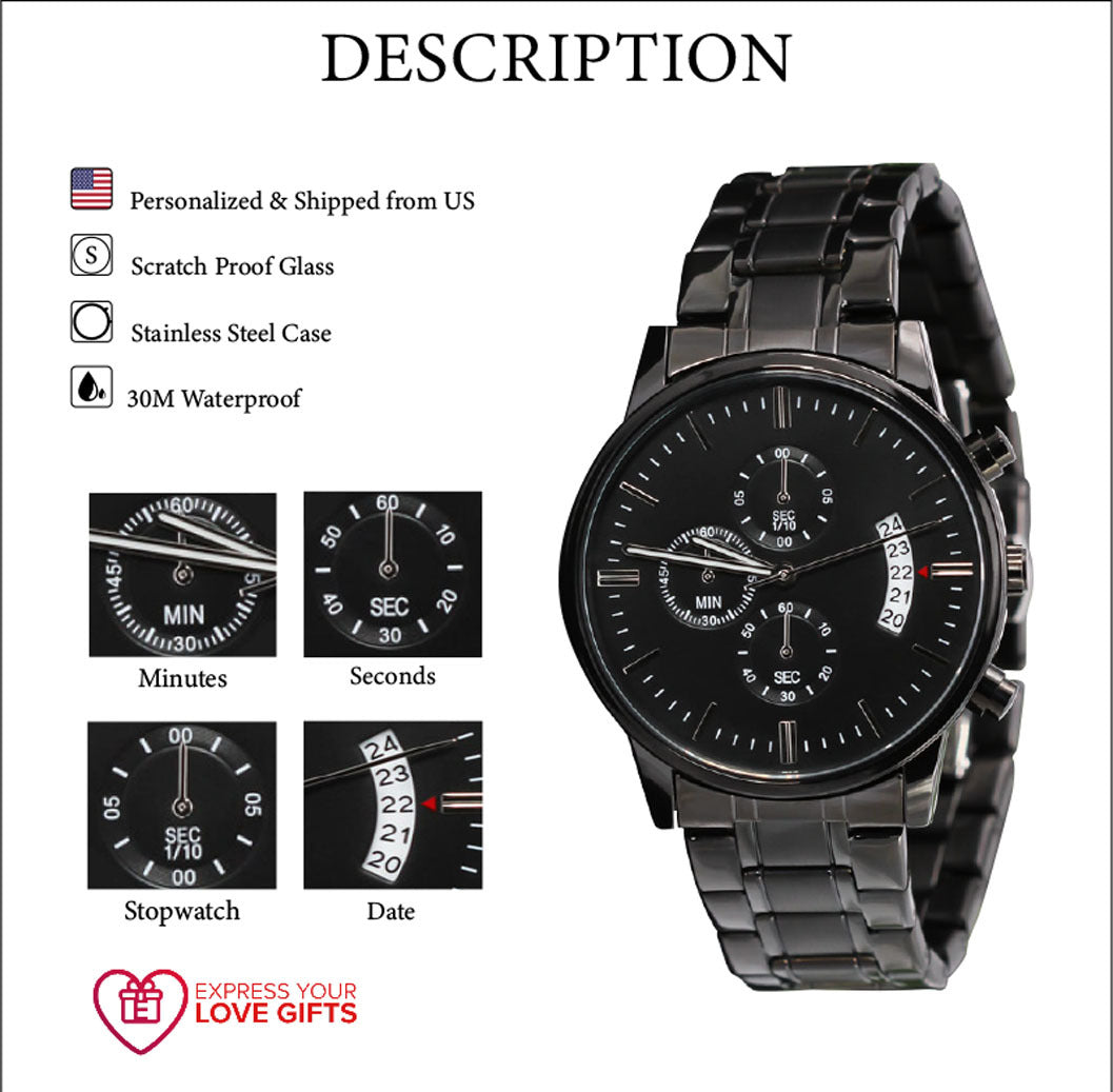 Simply Blessed Engraved Bible Verse Men's Watch Multifunction Stainless Steel W Copper Dial-Express Your Love Gifts