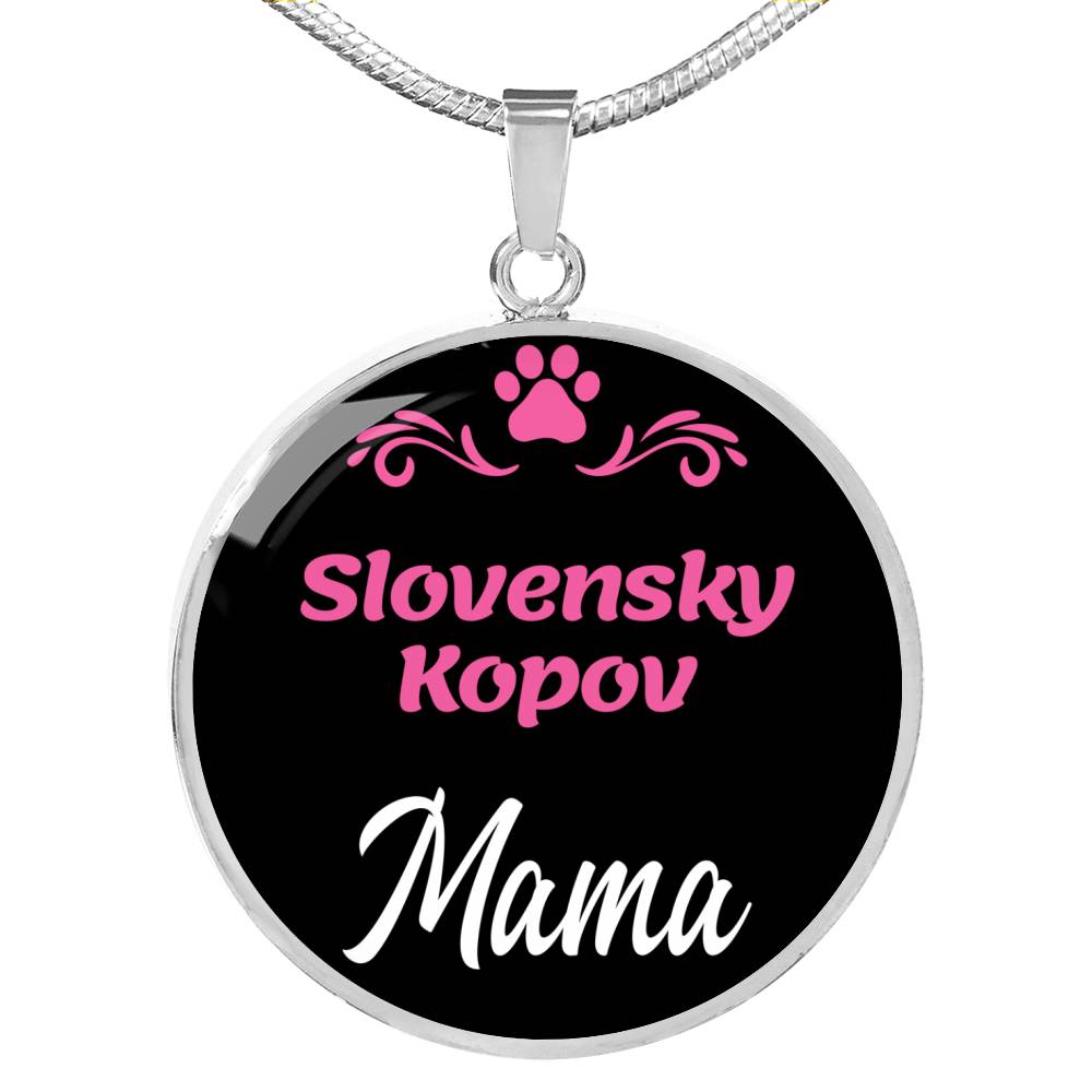 Slovensky Kopov Mama Necklace Circle Pendant Stainless Steel or 18k Gold 18-22" Dog Mom Pendant-Express Your Love Gifts