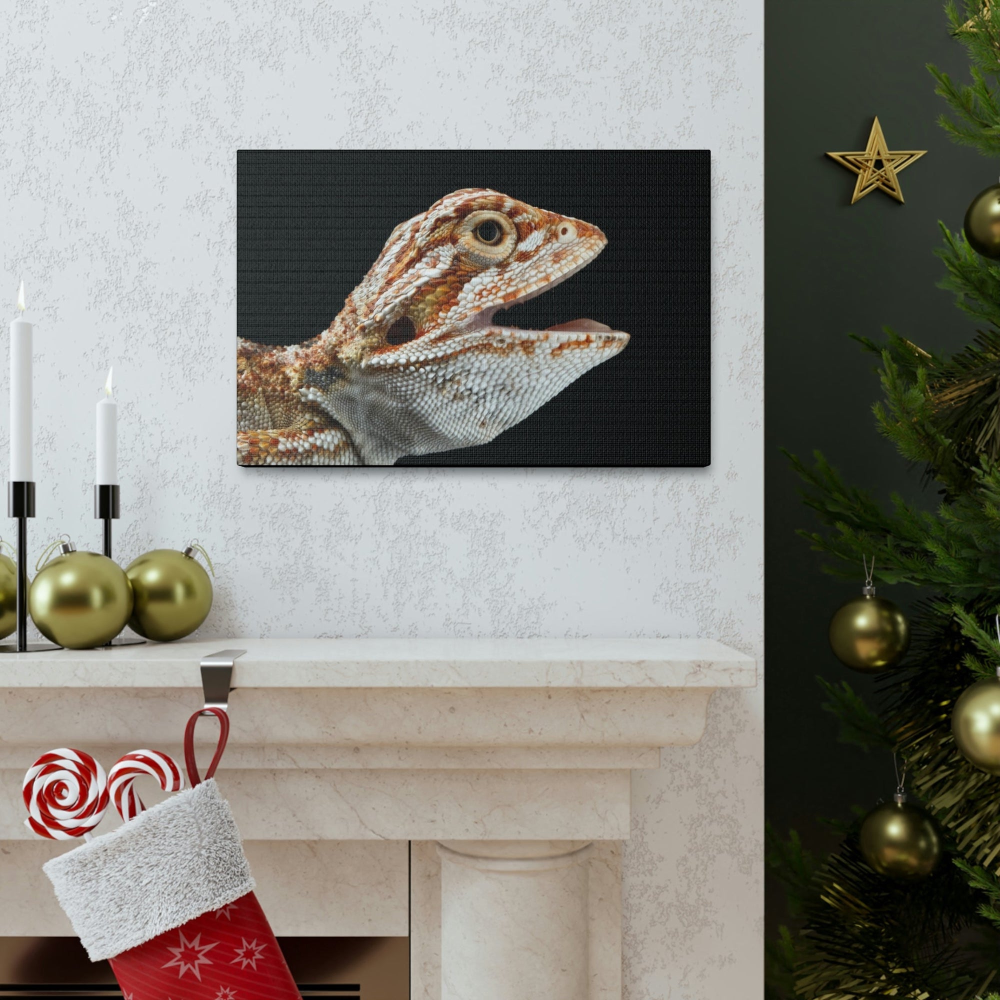 Scripture Walls Smiling Bearded Dragon Baby Close Up Print Animal Wall Art Wildlife Canvas Prints Wall Art Ready to Hang Unframed-Express Your Love Gifts