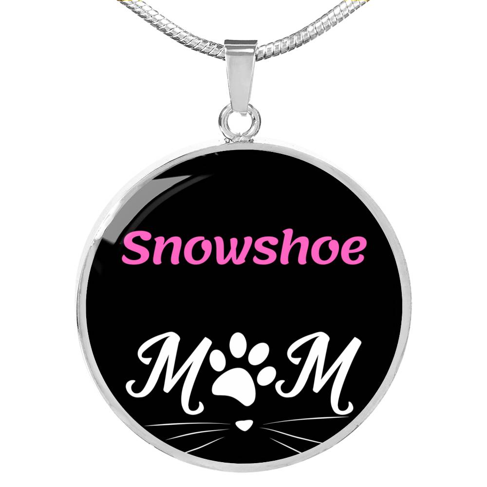 Snowshoe Cat Mom Necklace Circle Pendant Stainless Steel or 18k Gold 18-22"-Express Your Love Gifts