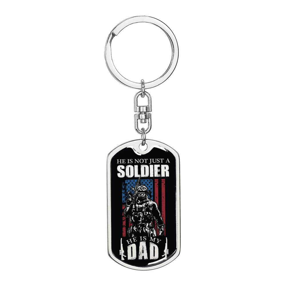 Soldier Dad Dog Tag Pendant Keychain Stainless Steel or 18k Gold-Express Your Love Gifts