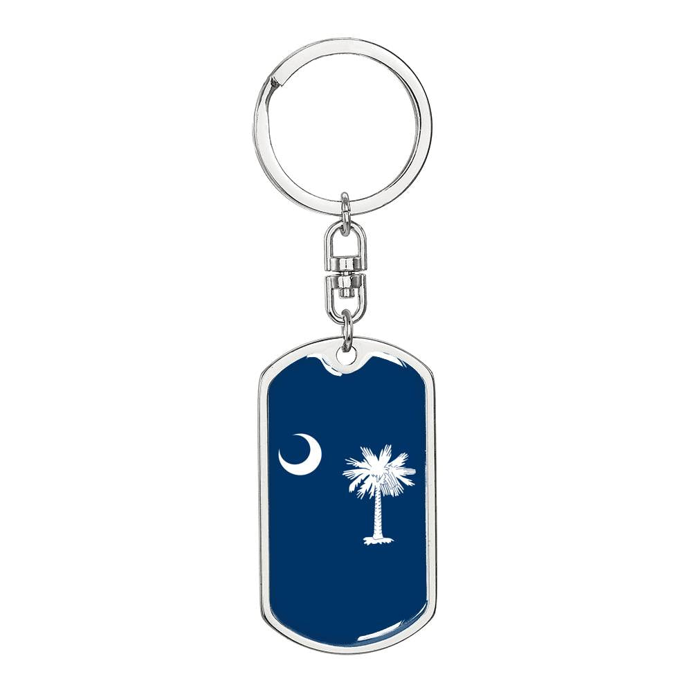 South Carolina State Flag Keychain Dog Tag Stainless Steel or 18k Gold-Express Your Love Gifts