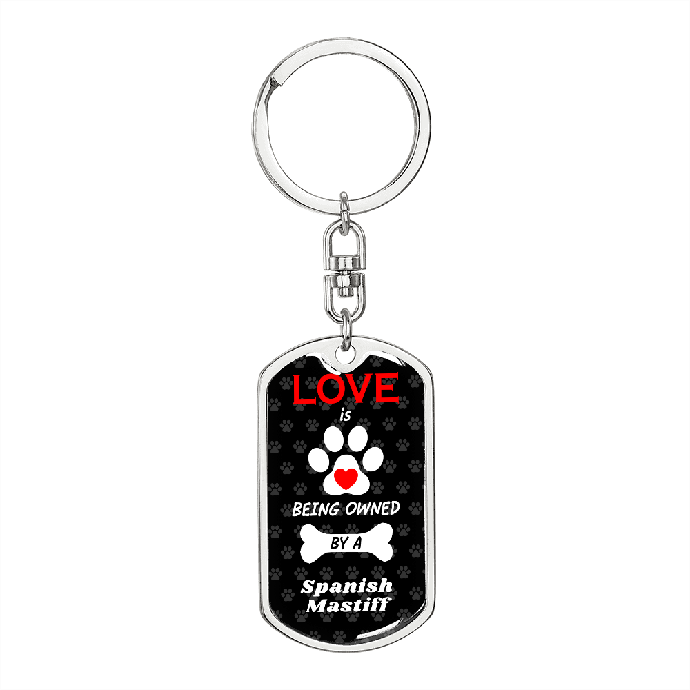 Spanish Mastiff Keychain Stainless Steel or 18k Gold Dog Tag Keyring-Express Your Love Gifts