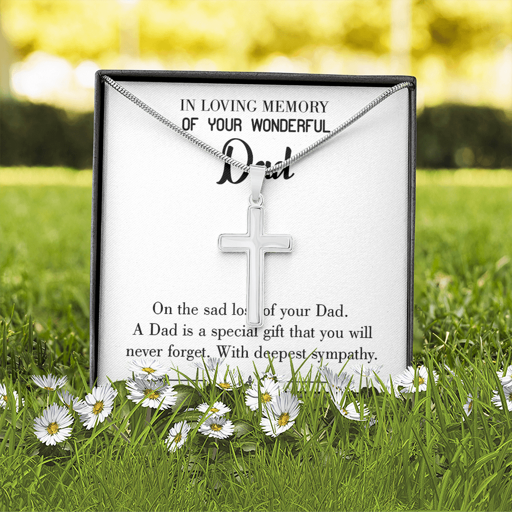 Special Gif Dad Memorial Gift Dad Memorial Cross Necklace Sympathy Gift Loss of Father Condolence Message Card-Express Your Love Gifts