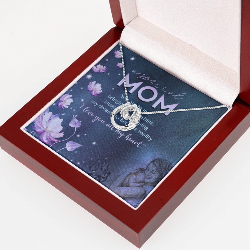 Special Mother Lucky Horseshoe Necklace Message Card 14k w CZ Crystals-Express Your Love Gifts