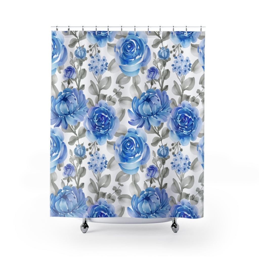 Spring Flowers Blue Stylish Design 71" x 74" Elegant Waterproof Shower Curtain for a Spa-like Bathroom Paradise Exceptional Craftsmanship-Express Your Love Gifts