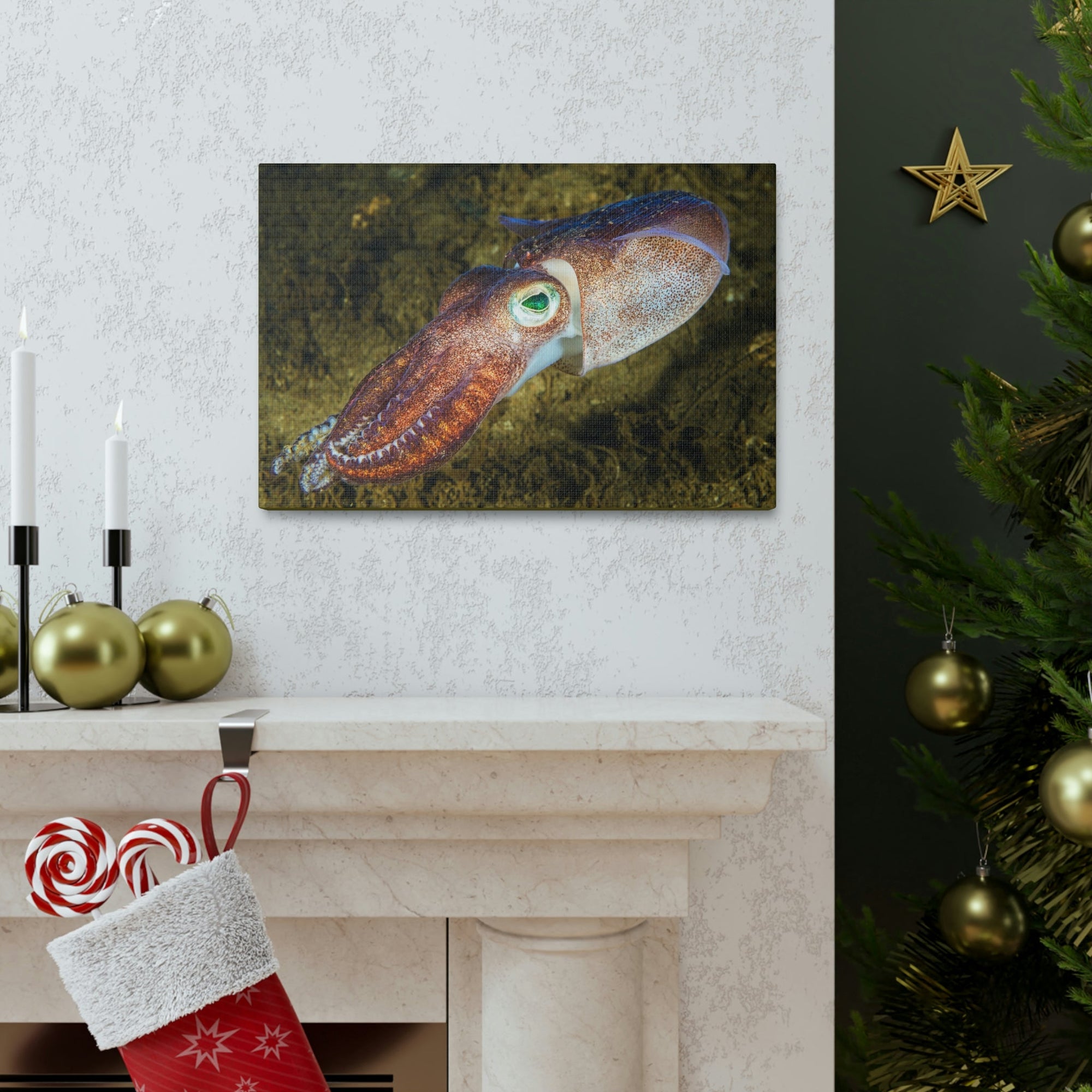 Scripture Walls Squid Hunting Squid on Hunt Print Animal Wall Art Wildlife Canvas Prints Wall Art Ready to Hang Unframed-Express Your Love Gifts