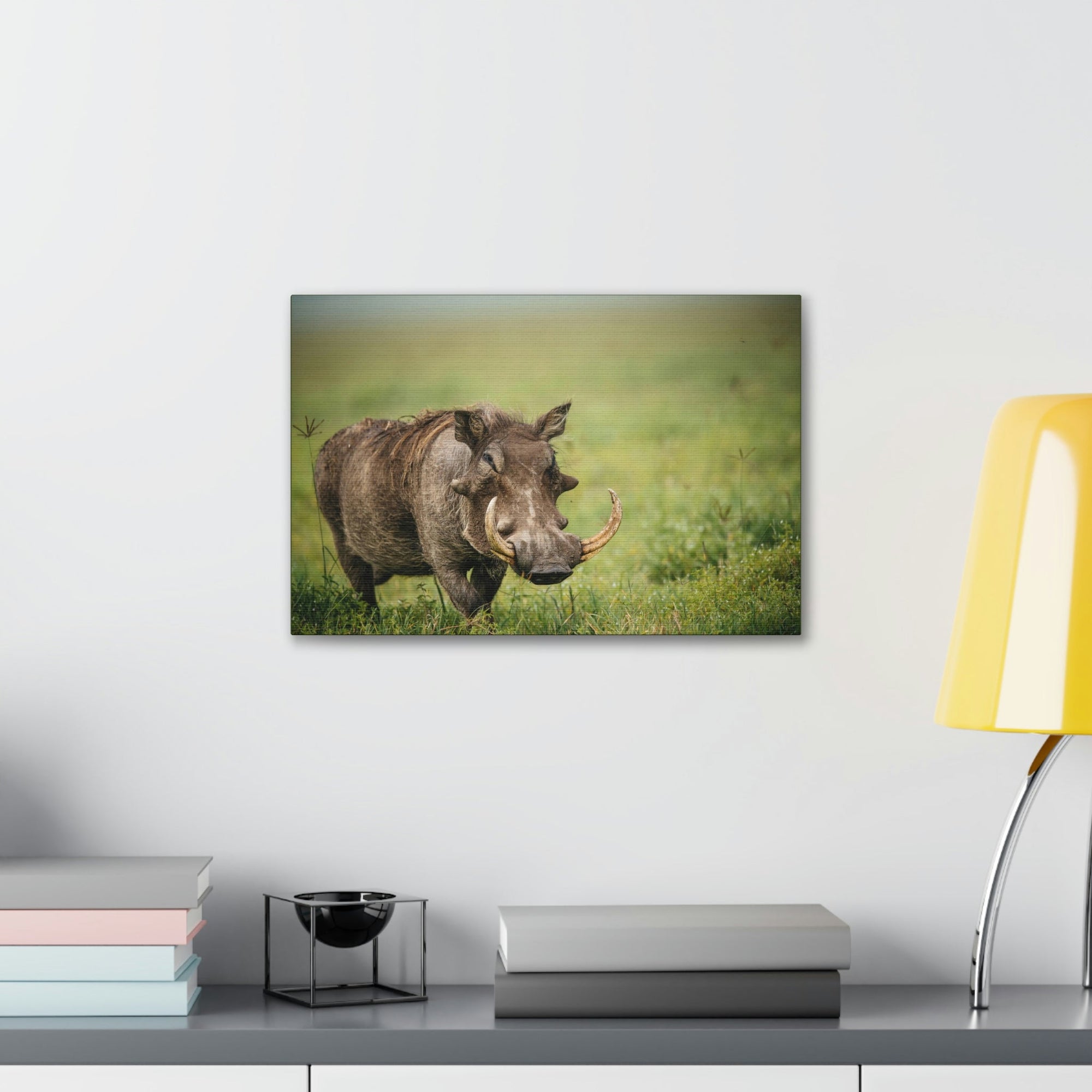 Scripture Walls Statuesque Common Warthog on a Grassland Print Animal Wall Art Wildlife Canvas Prints Wall Art Ready to Hang Unframed-Express Your Love Gifts