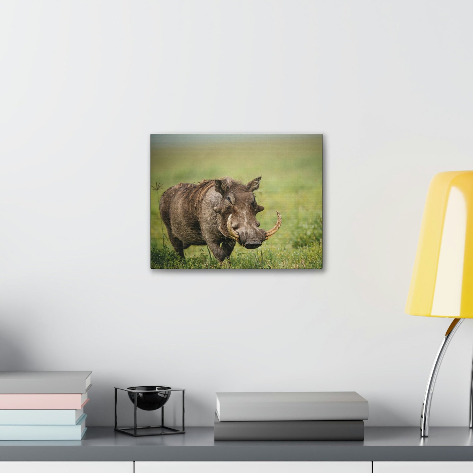 Scripture Walls Statuesque Common Warthog on a Grassland Print Animal Wall Art Wildlife Canvas Prints Wall Art Ready to Hang Unframed-Express Your Love Gifts