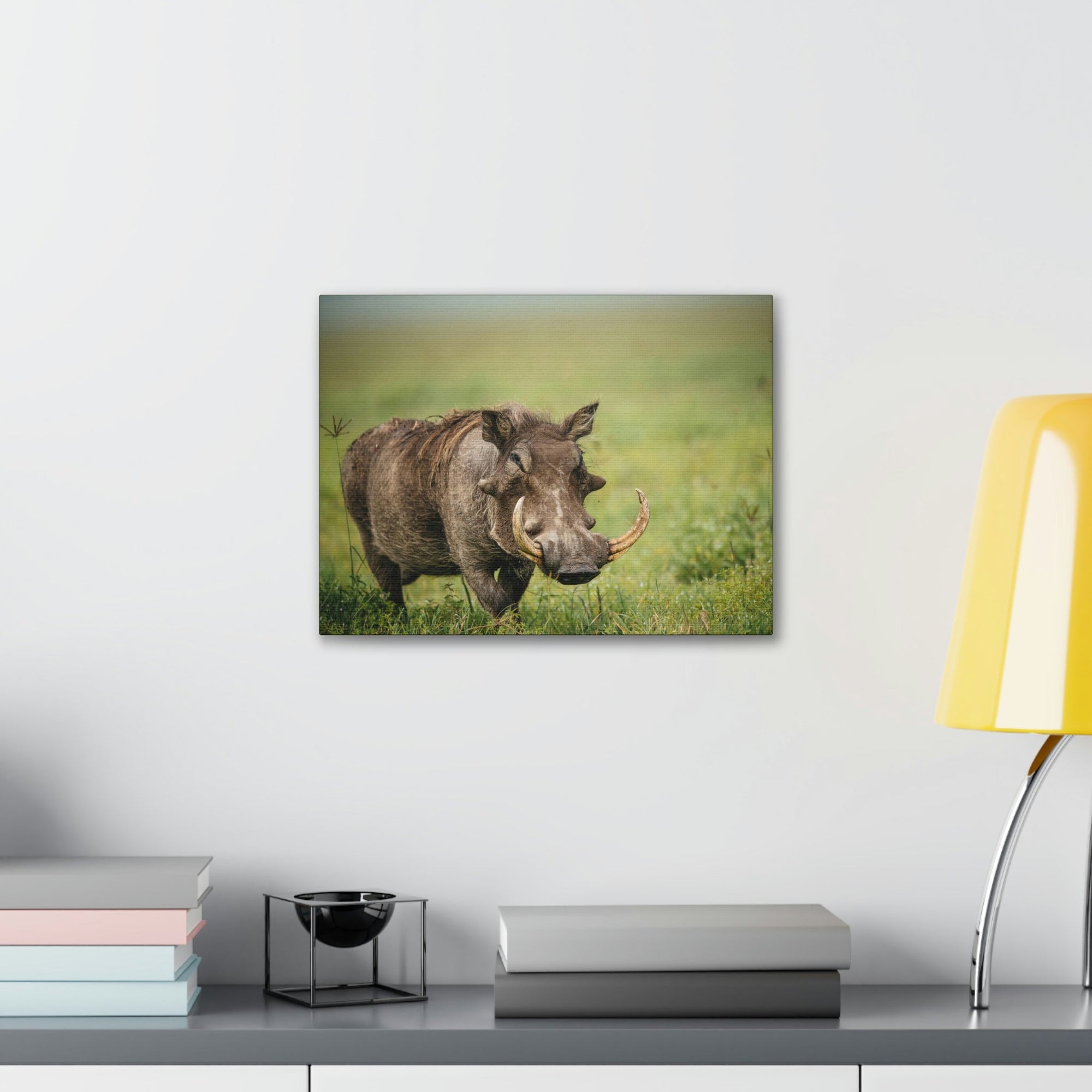 Scripture Walls Statuesque Common Warthog on a Grassland Print Animal Wall Art Wildlife Canvas Prints Wall Art Ready to Hang Unframed-Express Your Love Gifts