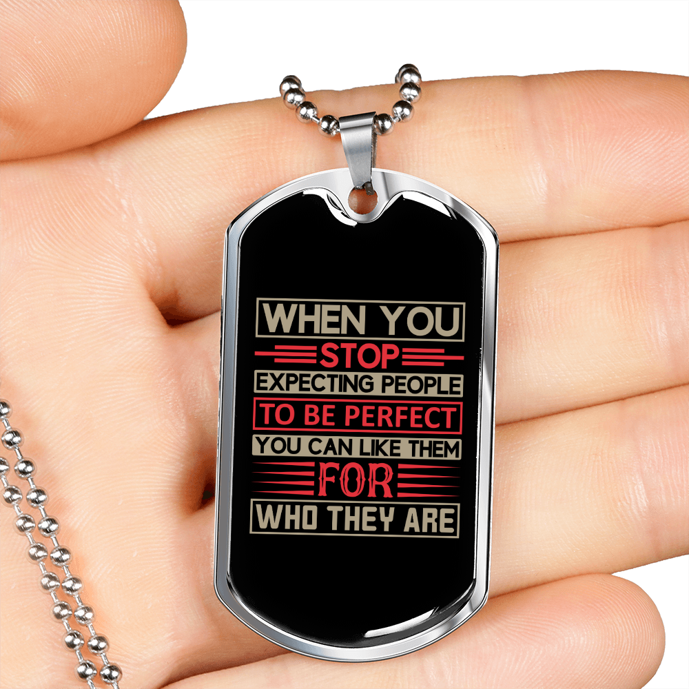 Stop Expecting Zodiac Necklace Stainless Steel or 18k Gold Dog Tag 24" Chain-Express Your Love Gifts