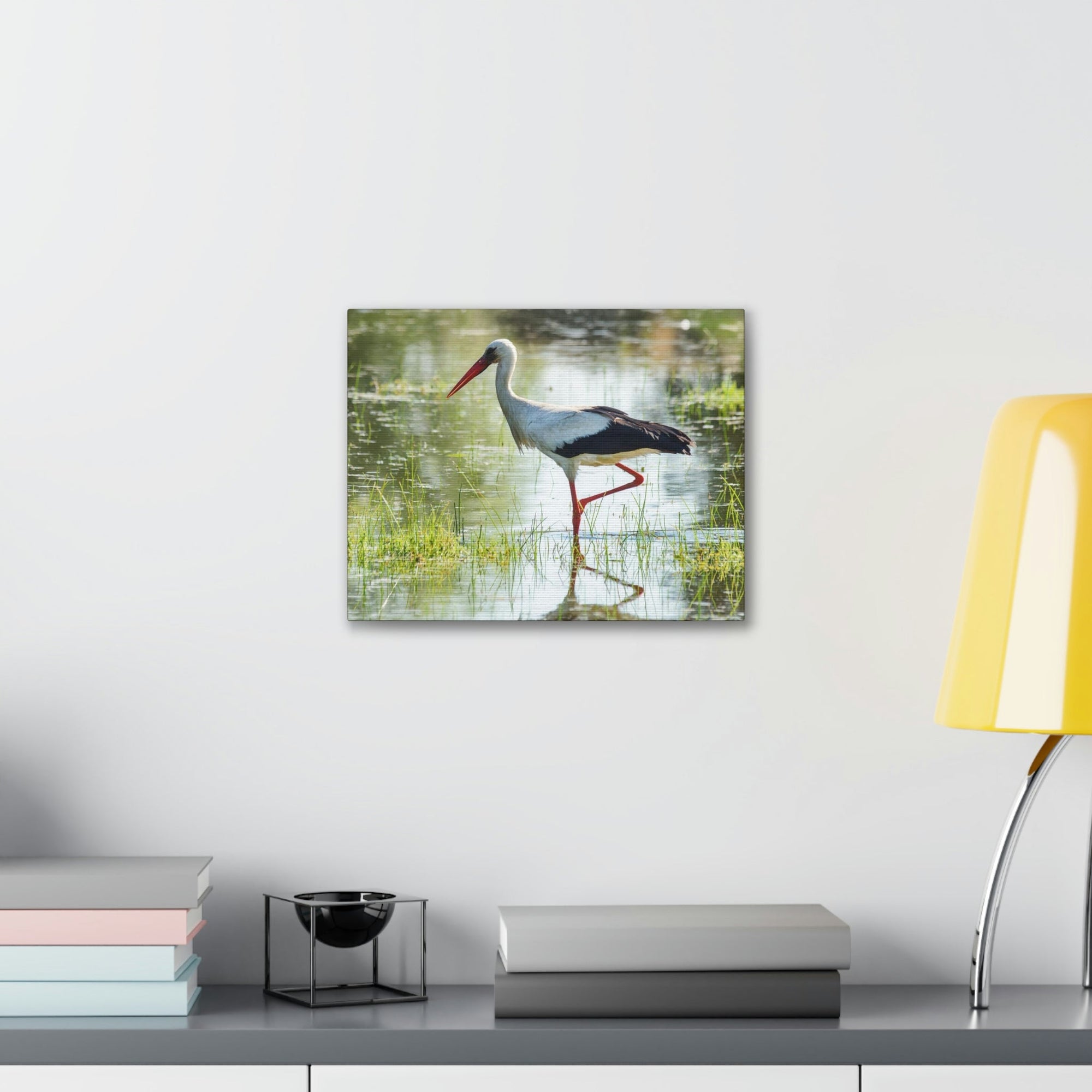 Scripture Walls Stork Hunting Stork on Hunt Print Animal Wall Art Wildlife Canvas Prints Wall Art Ready to Hang Unframed-Express Your Love Gifts