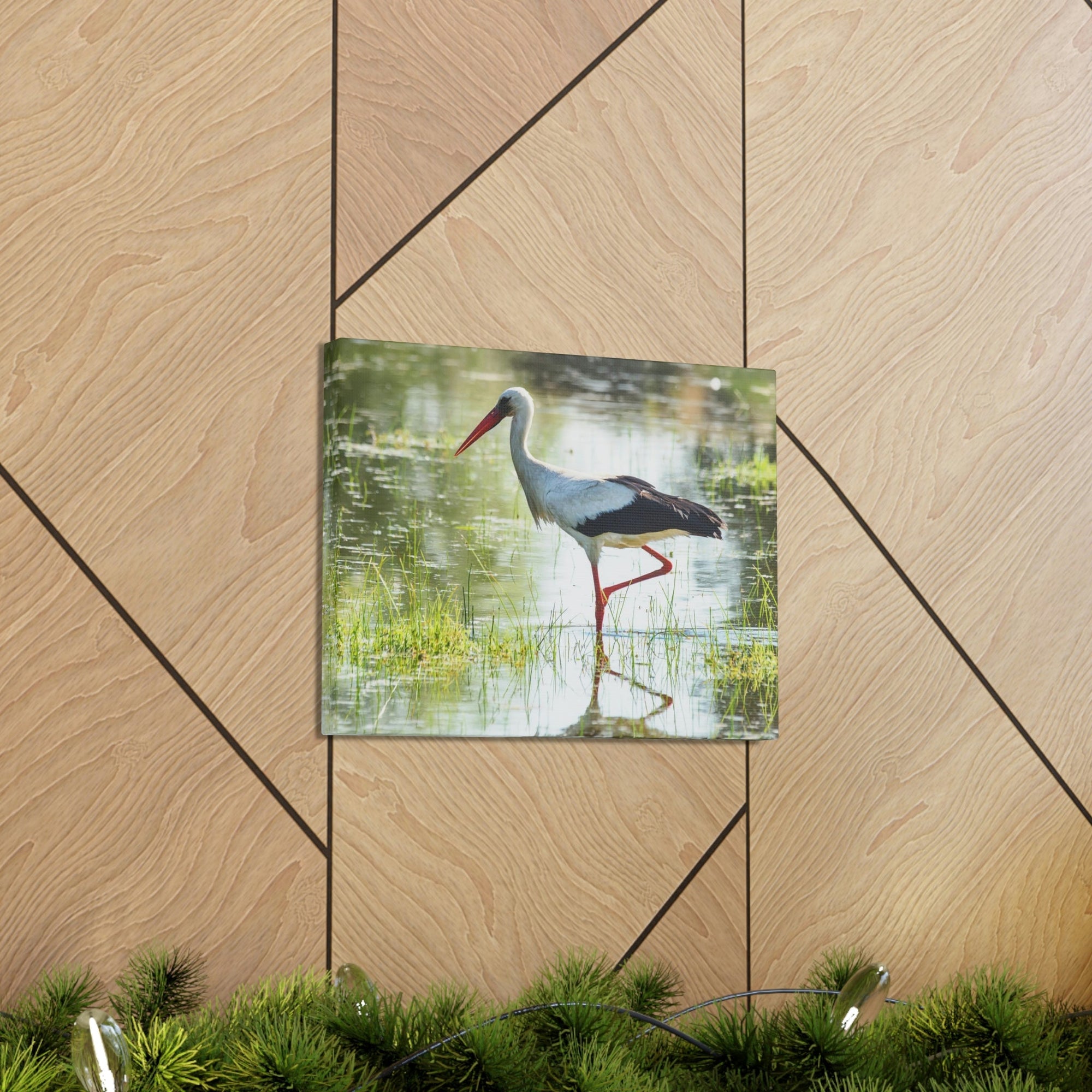 Scripture Walls Stork Hunting Stork on Hunt Print Animal Wall Art Wildlife Canvas Prints Wall Art Ready to Hang Unframed-Express Your Love Gifts