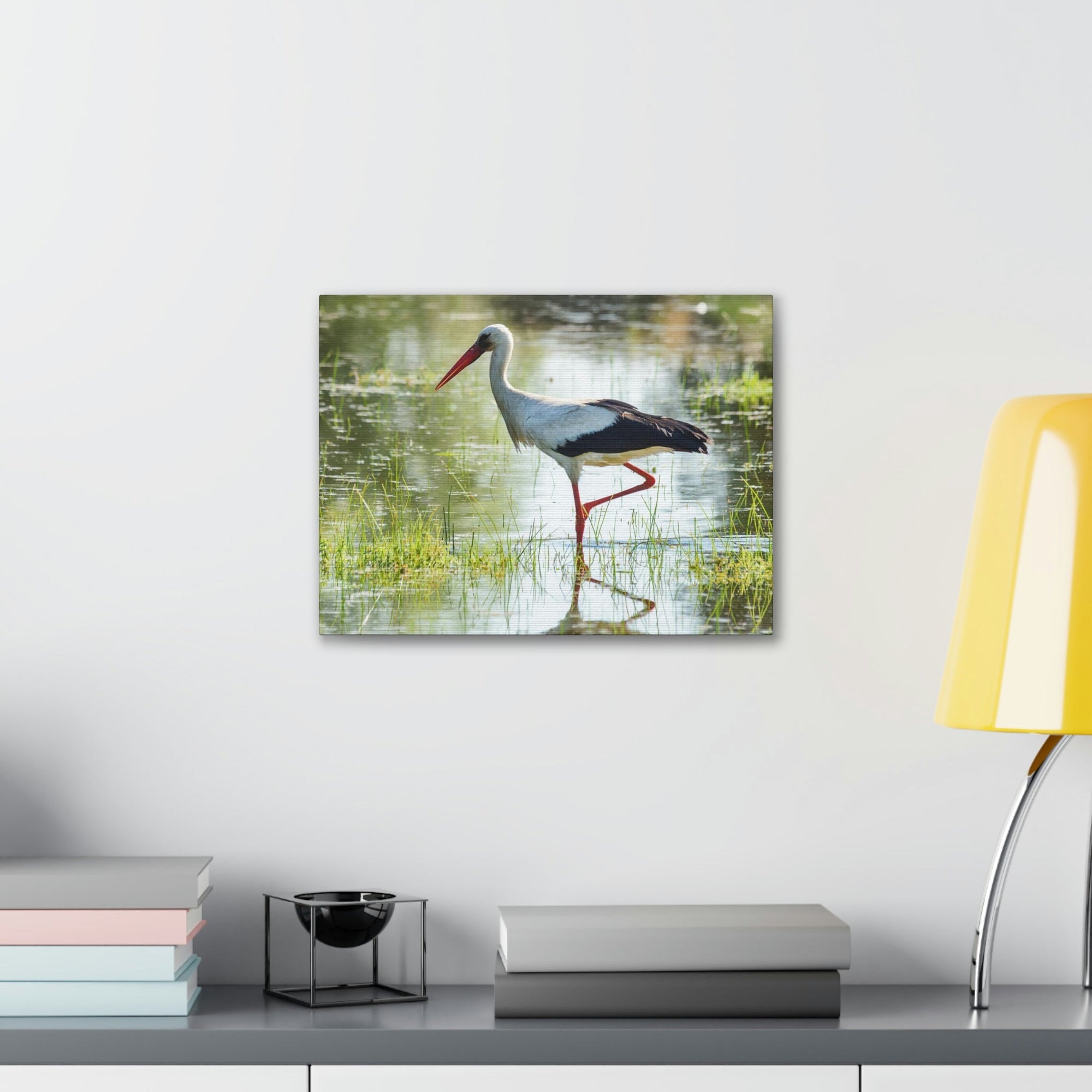 Scripture Walls Stork Hunting Stork on Hunt Print Animal Wall Art Wildlife Canvas Prints Wall Art Ready to Hang Unframed-Express Your Love Gifts