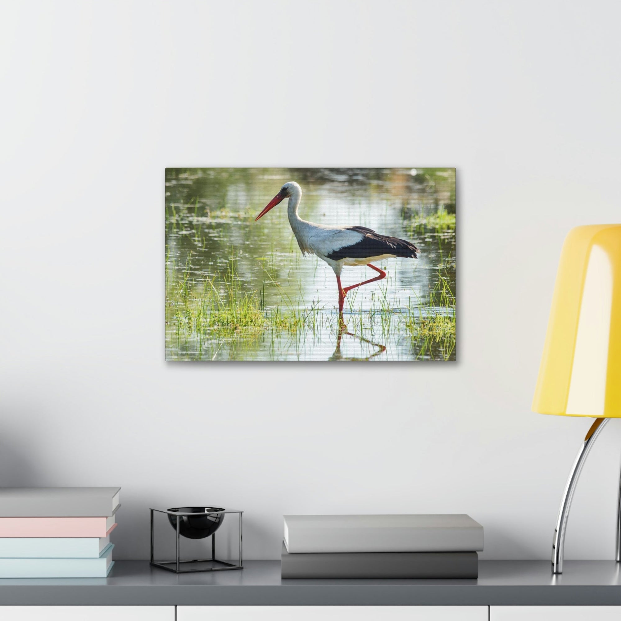 Scripture Walls Stork Hunting Stork on Hunt Print Animal Wall Art Wildlife Canvas Prints Wall Art Ready to Hang Unframed-Express Your Love Gifts