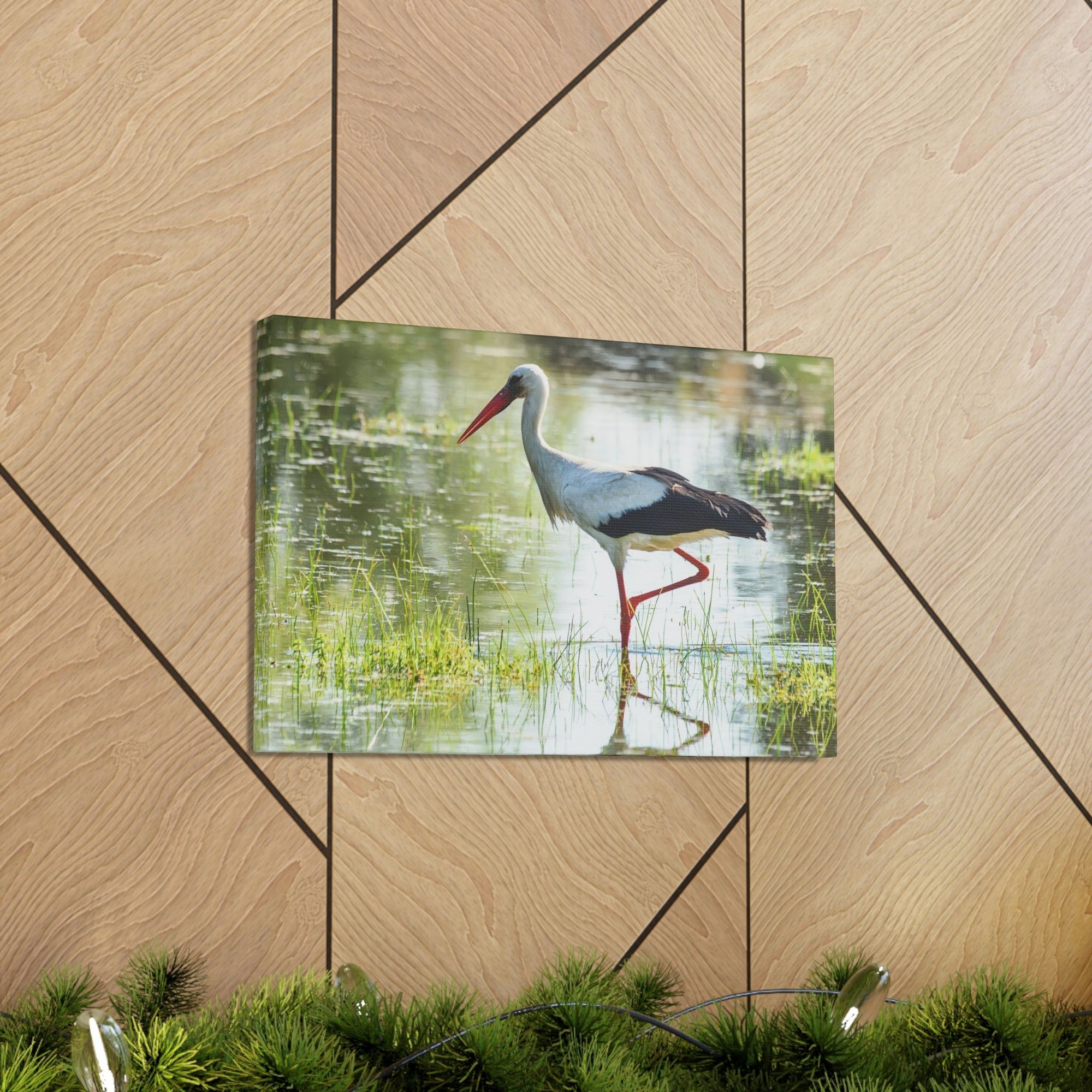 Scripture Walls Stork Hunting Stork on Hunt Print Animal Wall Art Wildlife Canvas Prints Wall Art Ready to Hang Unframed-Express Your Love Gifts