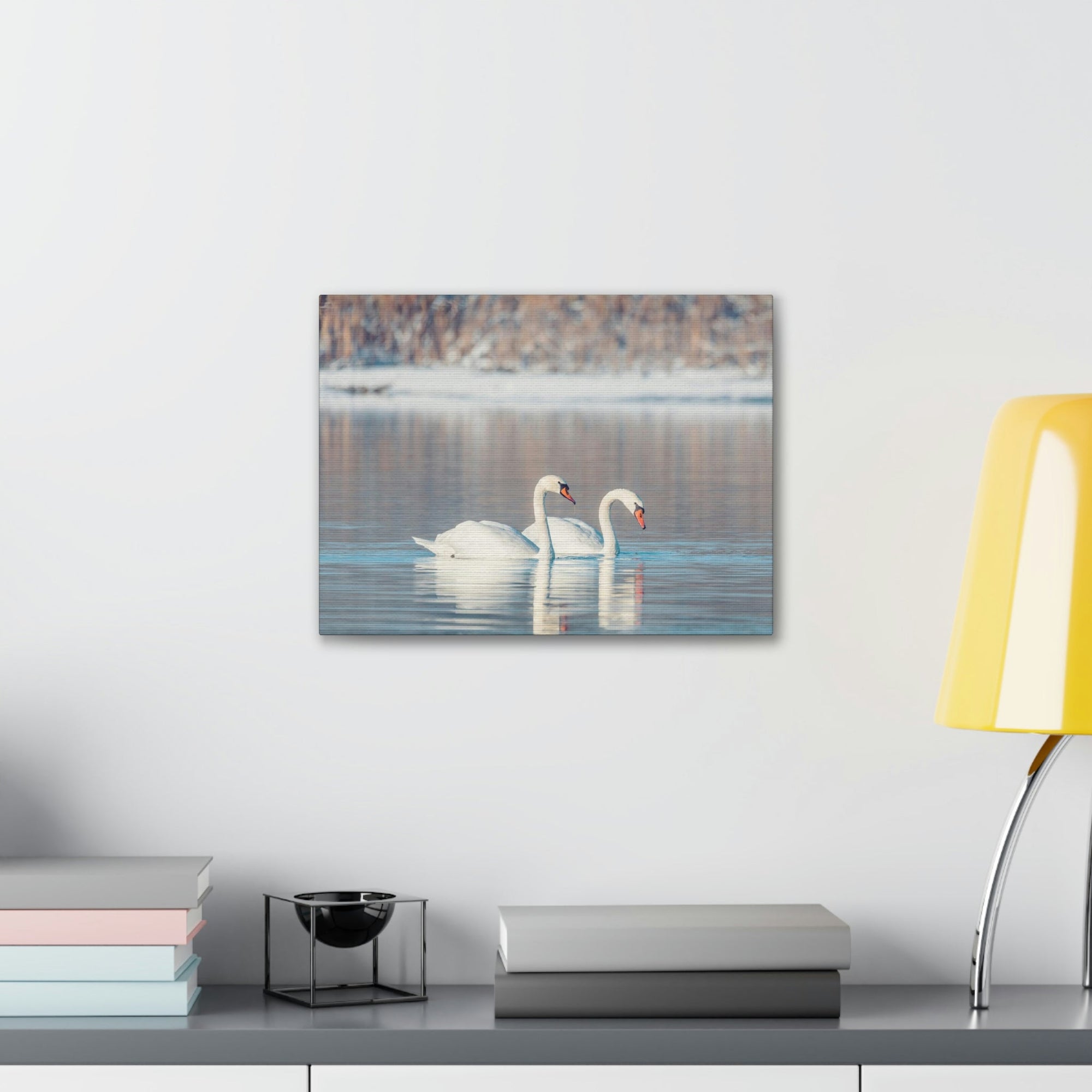 Scripture Walls Swan Couple Swan Couple Print Animal Wall Art Wildlife Canvas Prints Wall Art Ready to Hang Unframed-Express Your Love Gifts