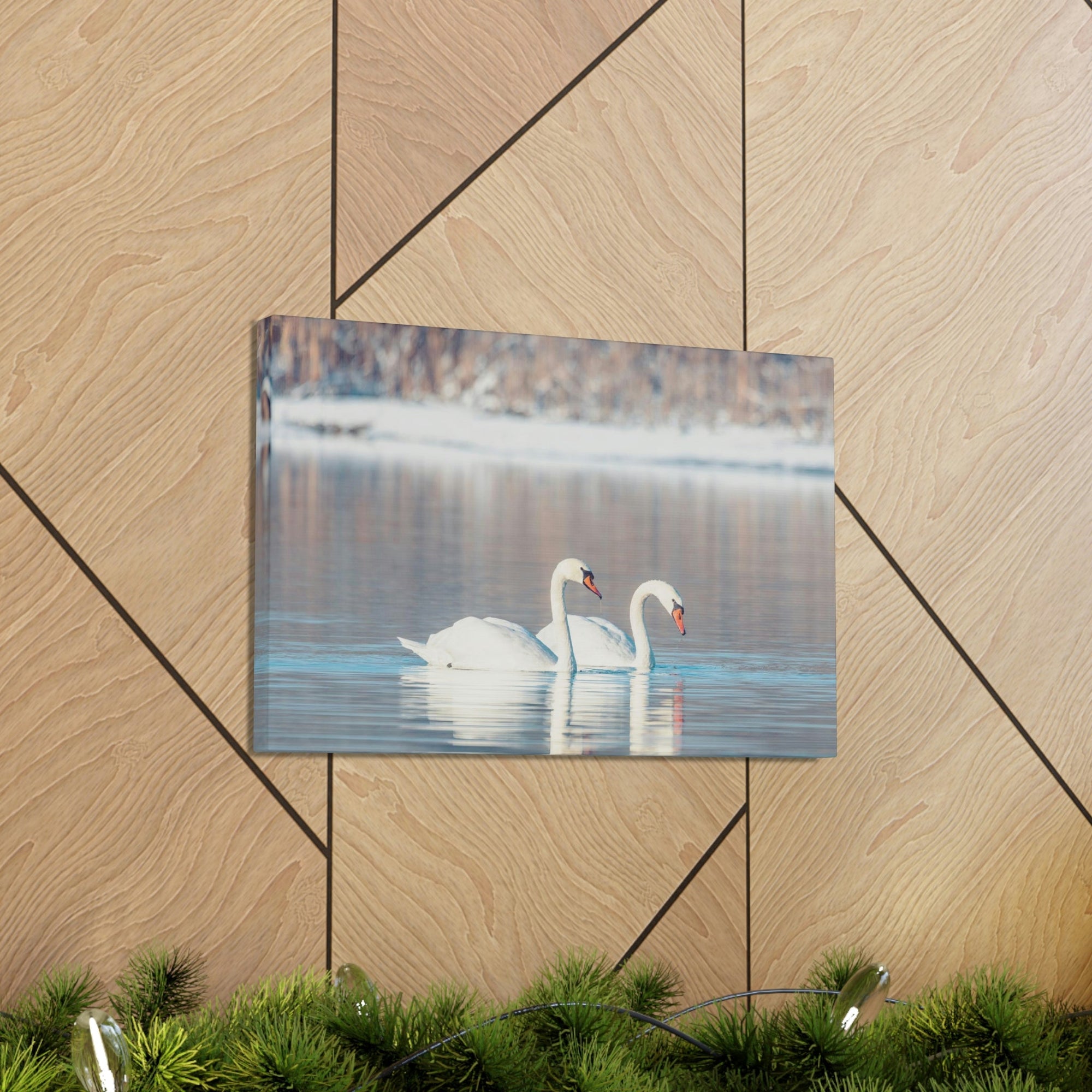 Scripture Walls Swan Couple Swan Couple Print Animal Wall Art Wildlife Canvas Prints Wall Art Ready to Hang Unframed-Express Your Love Gifts