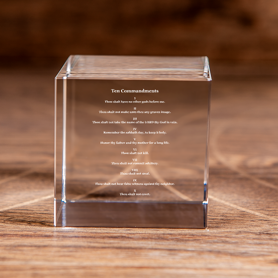 Ten Commandments Square Cut Crystal Cube Christian Gift-Express Your Love Gifts