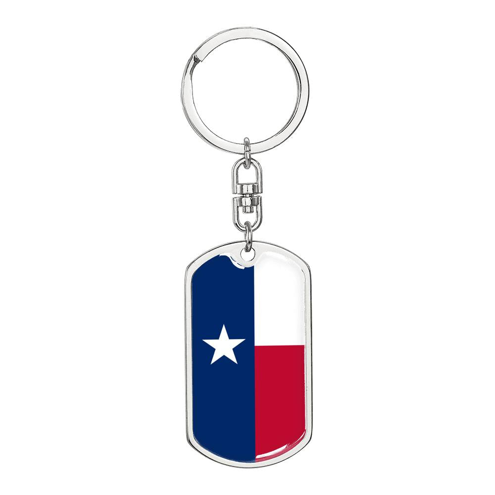 Texas State Flag Keychain Dog Tag Stainless Steel or 18k Gold-Express Your Love Gifts