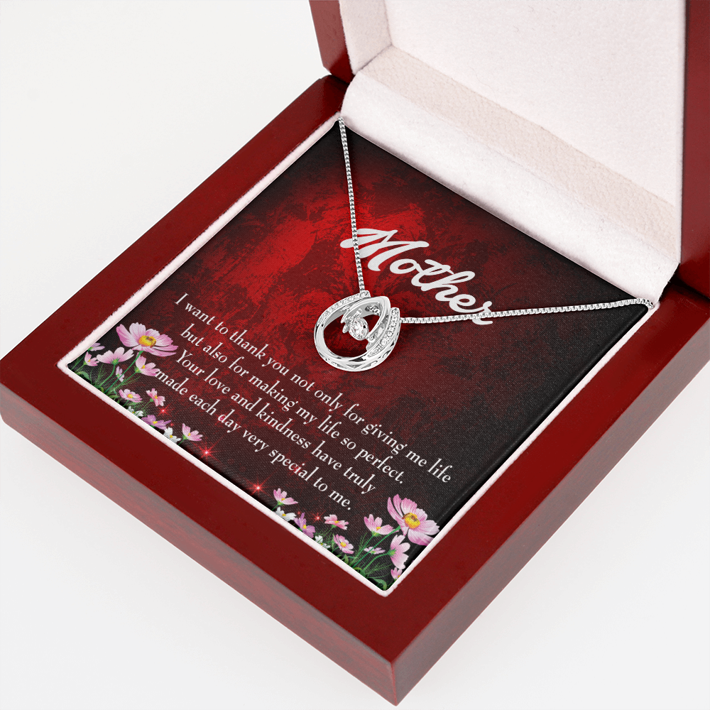 Thank You Mother Lucky Horseshoe Necklace Message Card 14k w CZ Crystals-Express Your Love Gifts