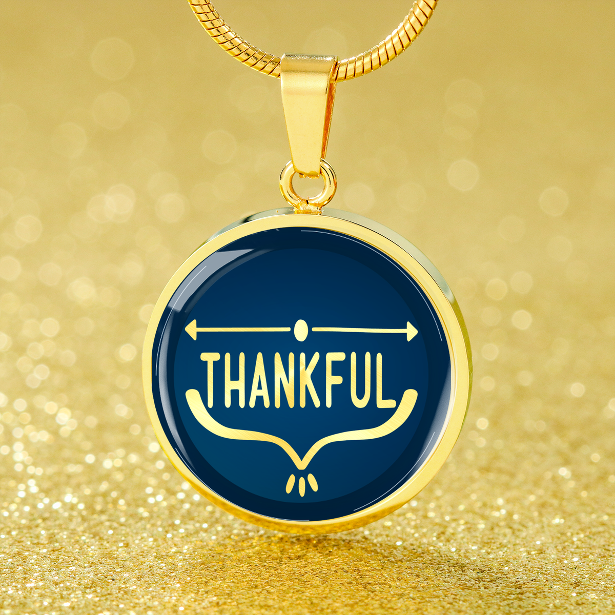 Thankful Circle Necklace Stainless Steel or 18k Gold 18-22"-Express Your Love Gifts