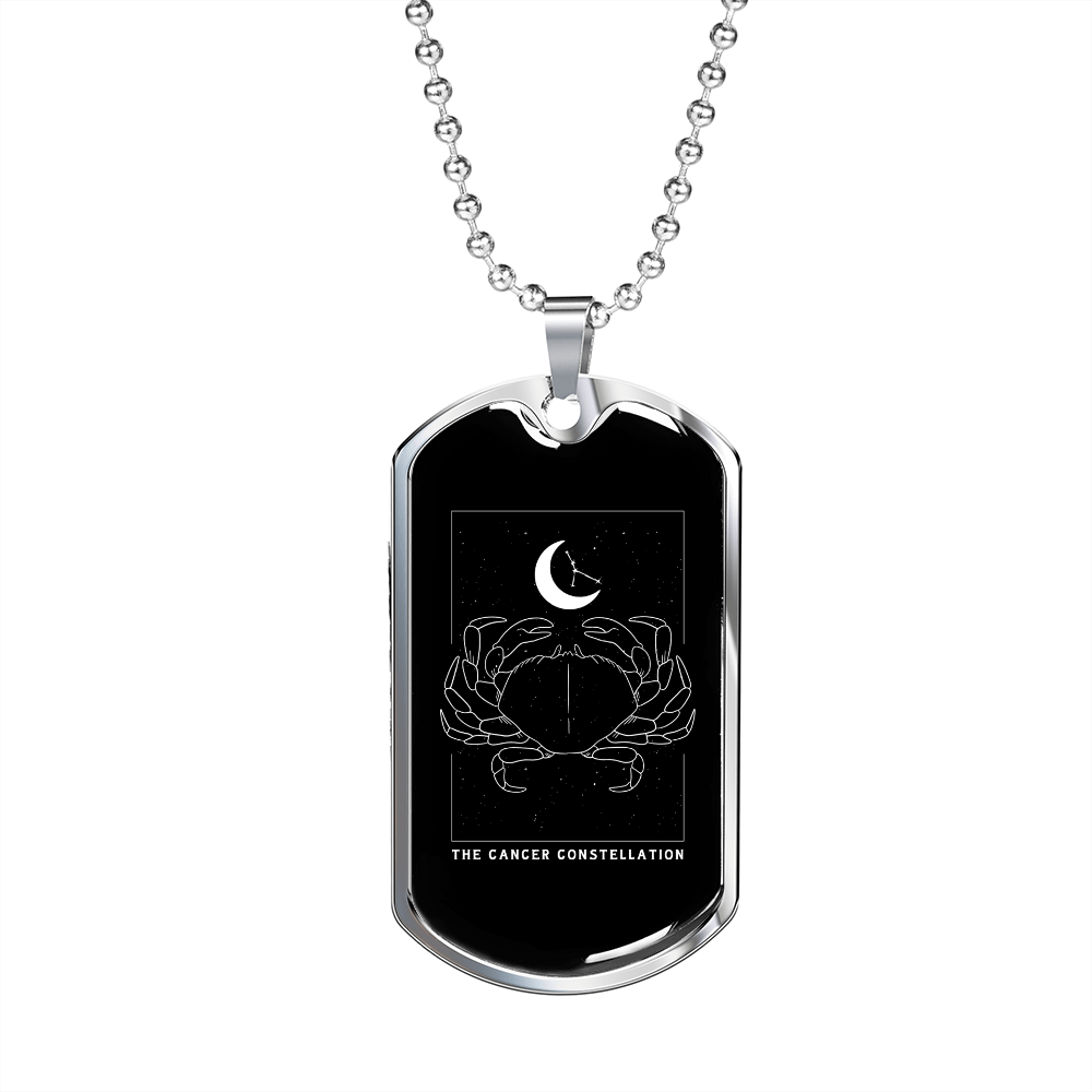 The Cancer Constellation Zodiac Necklace Stainless Steel or 18k Gold Dog Tag 24" Chain-Express Your Love Gifts
